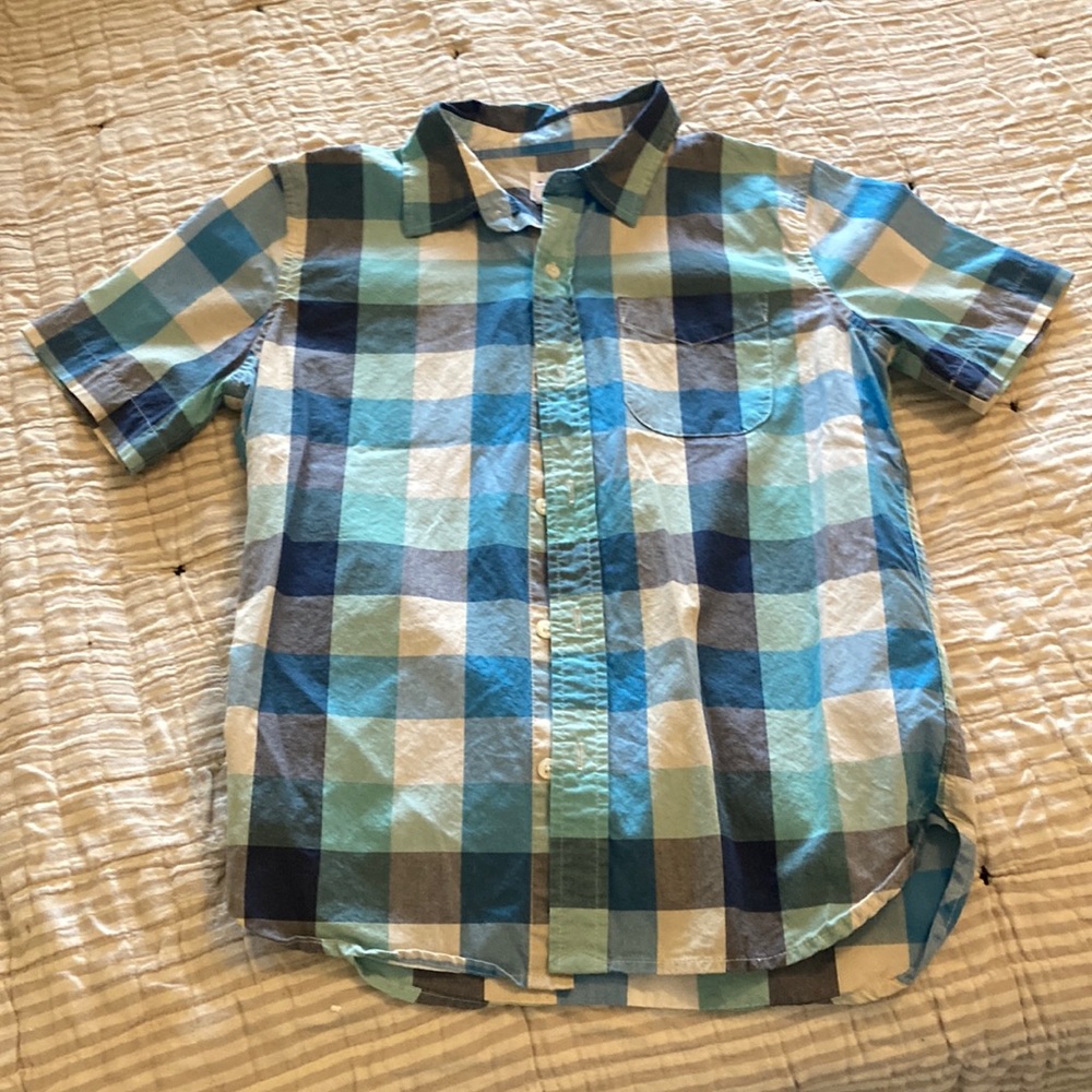 Gap button down plaid pastel short sleeve shirt